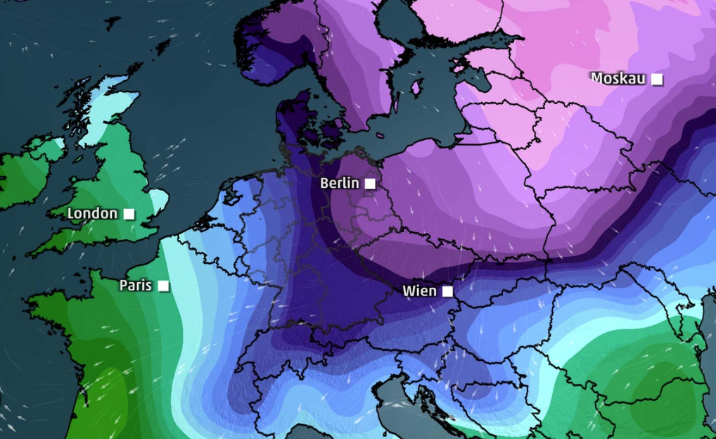 Ein massives Kältewelle zieht auf Deutschland zu: So breitet sich die Kältewelle aus.