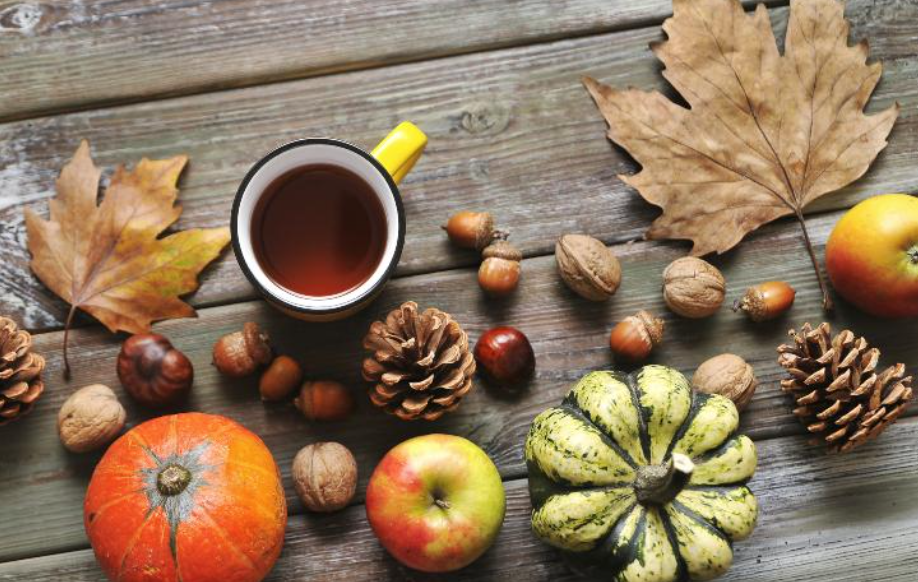 Herbst holen: Deko aus Kastanien, Blättern und Kürbis