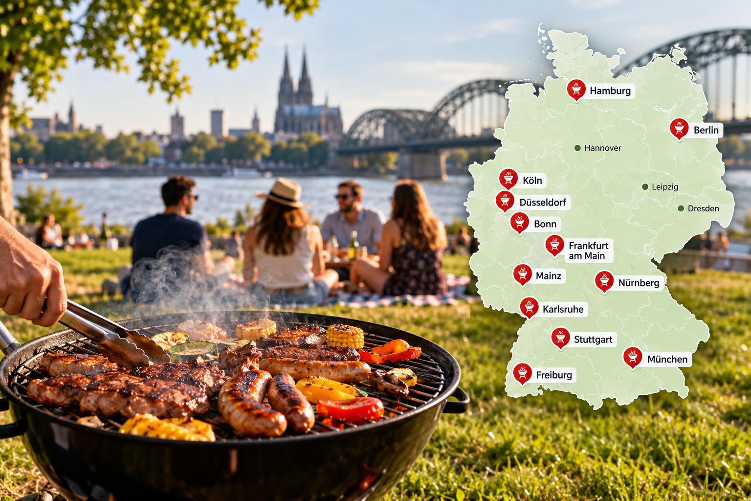 Wo kann man in Deutschland grillen? Über 30 öffentliche Grillplätze in 13 Städten mit Adressen und Regeln 2026